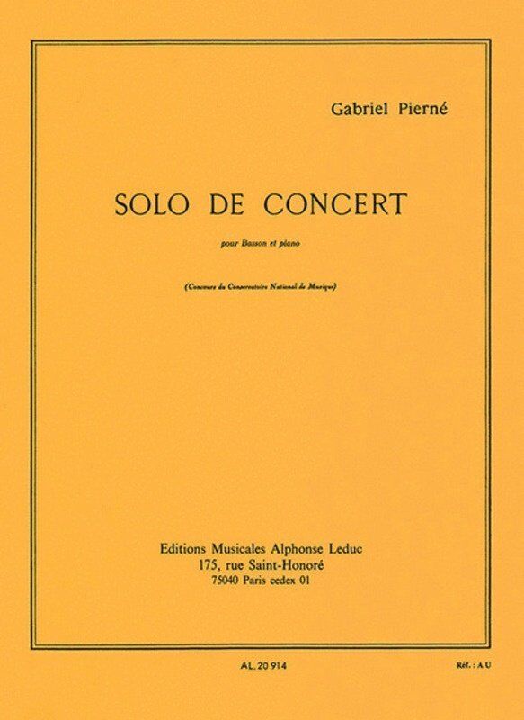 Pierne - Solo de Concert Op. 35 for Bassoon, Alphonse Leduc, 16 Pages