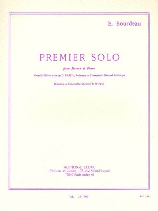 Bourdeau Premier Solo for Bassoon and Piano, Edited by G. Dhérou, 96 Pages, Alphonse Leduc