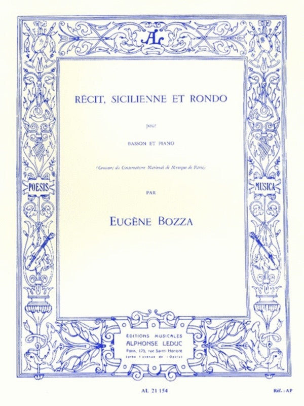 Bozza - Recit Sicilienne And Rondo Bassoon/Piano (Softcover Book)