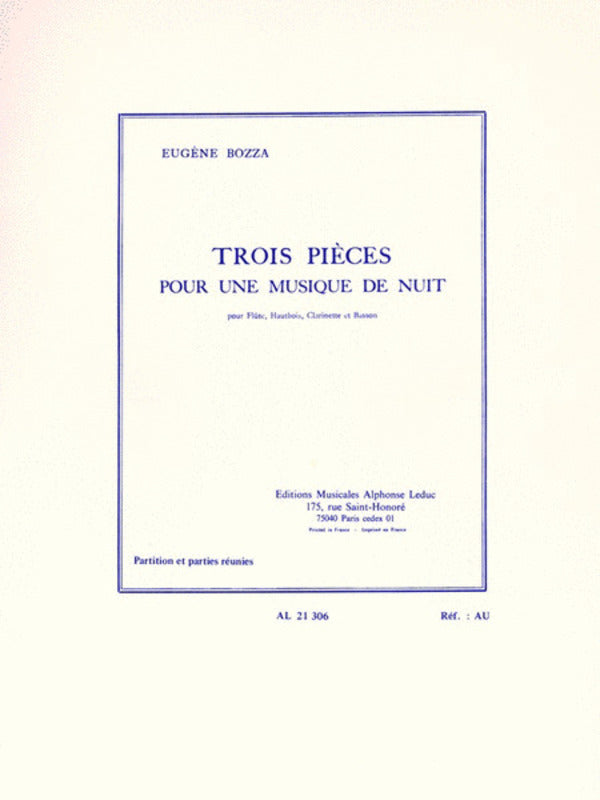 Bozza - 3 Piece Pour Musique De Nuit Woodwind Quartet (Music Score/Parts)