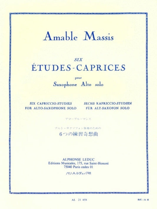 Massis - 6 Etudes Caprices For Solo Alto Sax (Softcover Book)