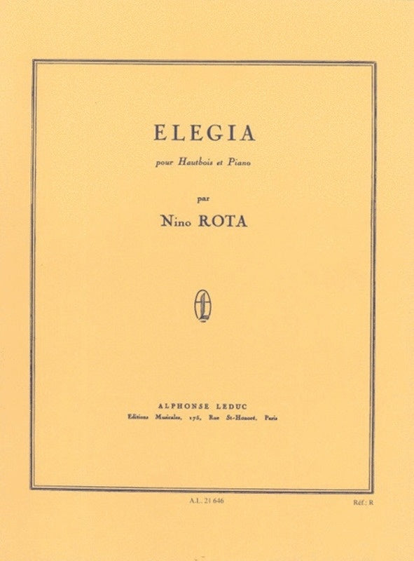 Rota - Elegia For Oboe /Piano (Softcover Book)