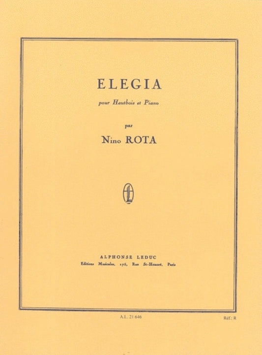 Rota - Elegia For Oboe /Piano (Softcover Book)