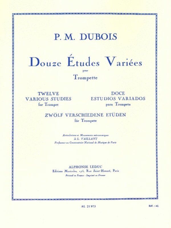 Dubois Douze Etudes Variees for Trumpet - Alphonse Leduc