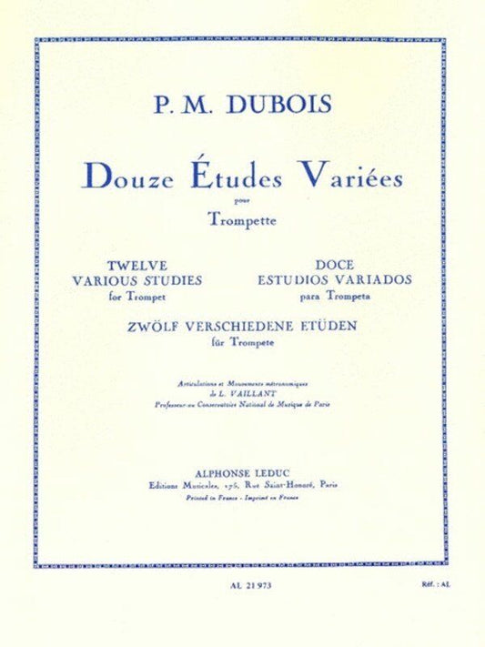 Dubois Douze Etudes Variees for Trumpet - Alphonse Leduc