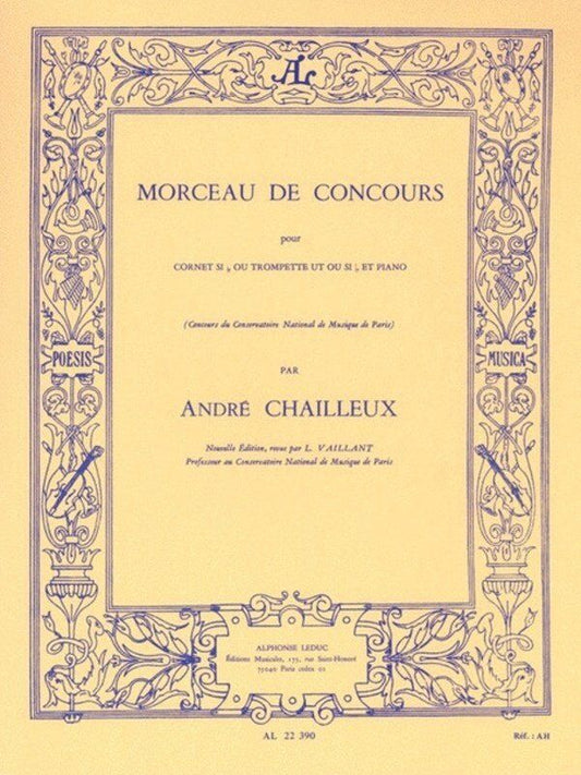 Chailleux Morceau de Concours for Trumpet and Piano, 1946 Edition, Alphonse Leduc, 96 Pages