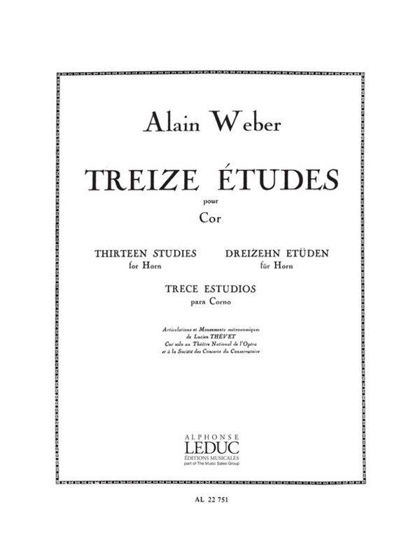 Weber 13 Etudes for French Horn by Alain Weber, Alphonse Leduc, 96 Pages