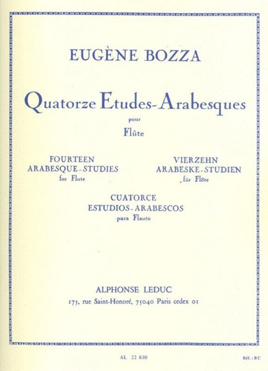 Bozza - 14 Etudes Arabesques for Flute by Alphonse Leduc, 356 pages