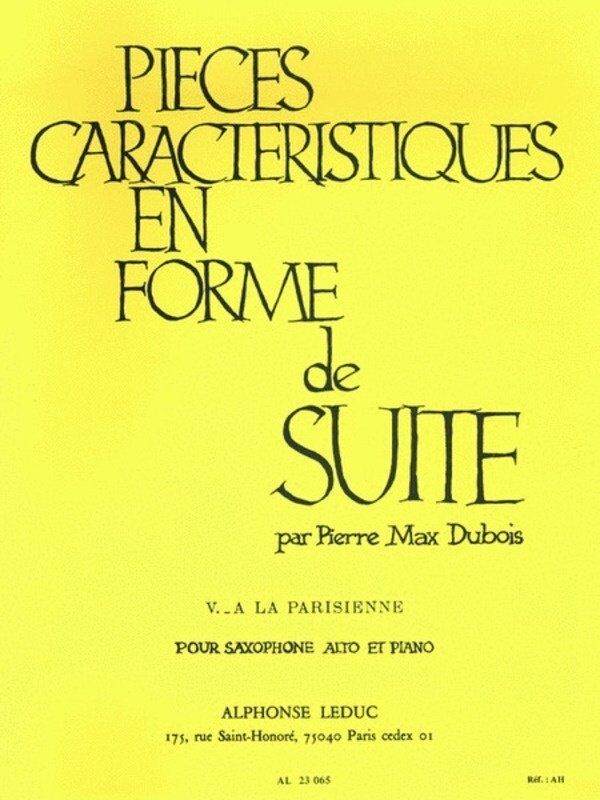 Pieces Characteristiques Op. 77 No. 5 for Alto Saxophone and Piano by Pierre Max Dubois
