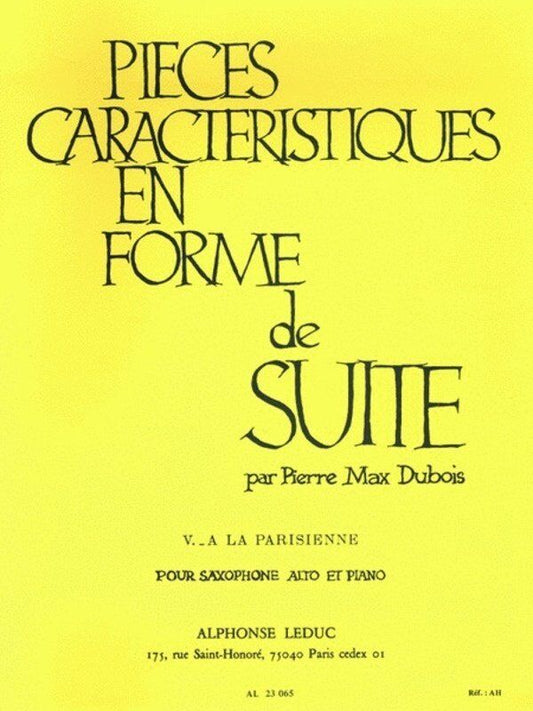 Pieces Characteristiques Op. 77 No. 5 for Alto Saxophone and Piano by Pierre Max Dubois
