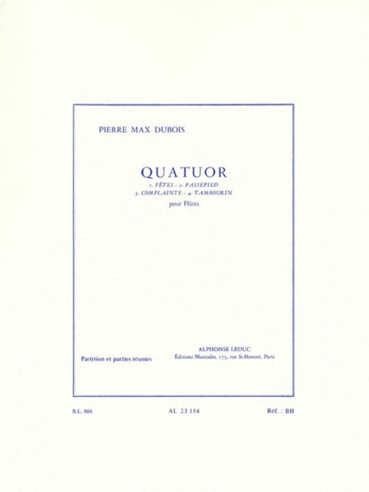 Dubois - Quattour Pour Flutes (Music Score/Parts)