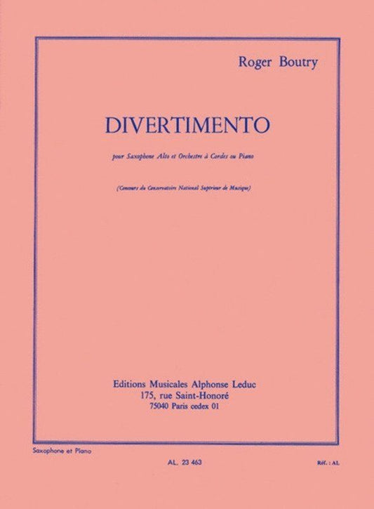 Boutry Divertimento for Alto Saxophone and Piano