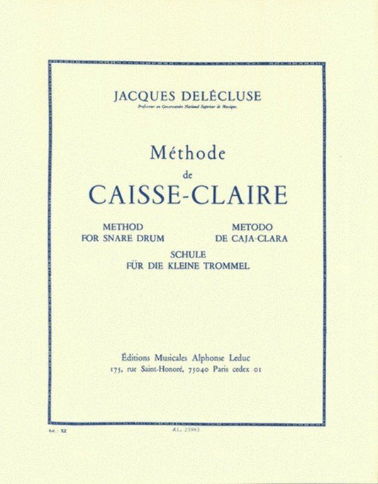 Delecluse Method for Snare Drum by Jacques Delecluse, Published by Alphonse Leduc