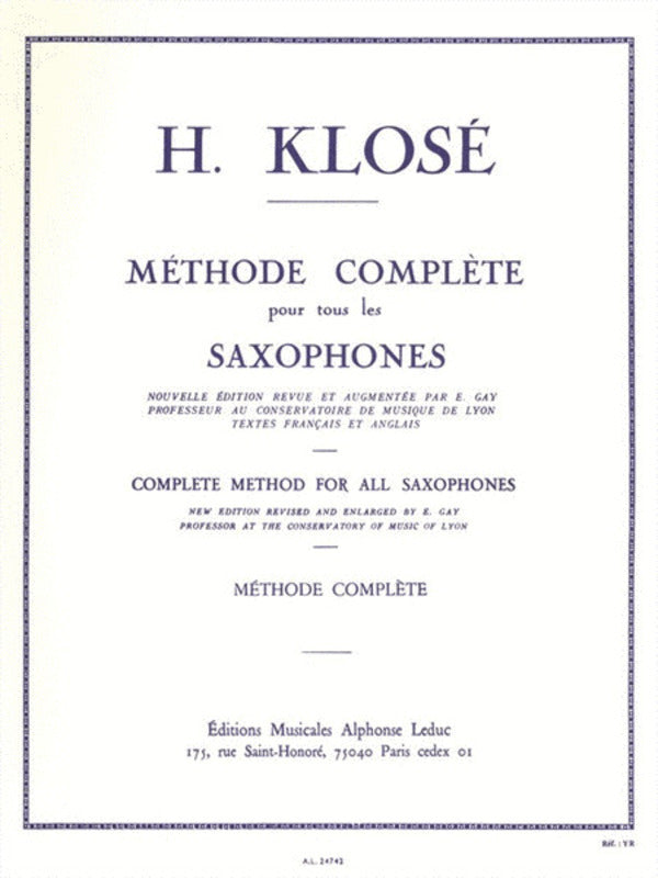 Klose Complete Method For Saxophone (Softcover Book)