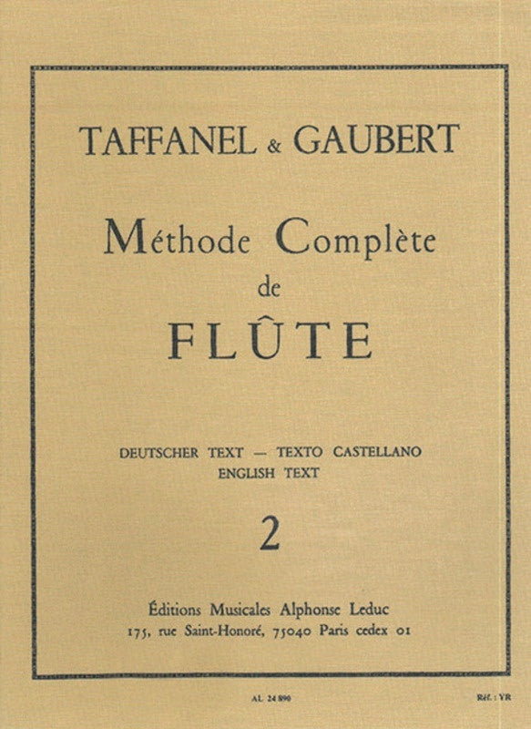 Taffanel/Gaubert - Complete Method For Flute Vol 2 (Softcover Book)