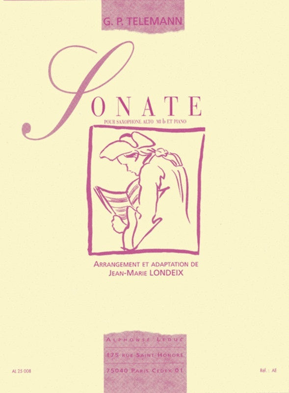 Telemann - Sonata In E Flat Alto Sax/Piano Arr Londeix (Softcover Book)