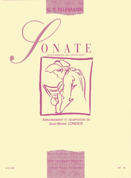 Telemann - Sonata In E Flat Alto Sax/Piano Arr Londeix (Softcover Book)