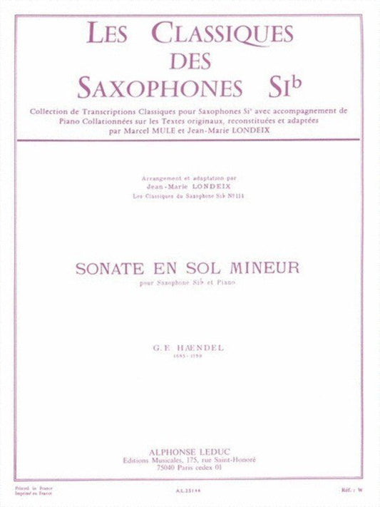 Handel - Sonata in G Minor for Tenor Saxophone and Piano