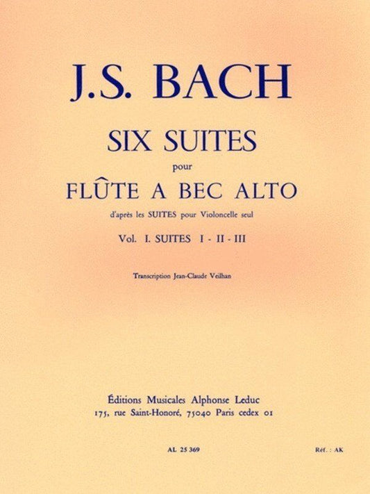 Bach - Six Cello Suites Arranged for Treble Recorder Vol 1