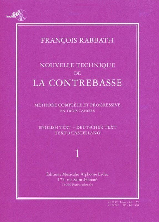 Rabbath New Technique for Double Bass Vol 1 BK/CD by Francois Rabbath - Alphonse Leduc