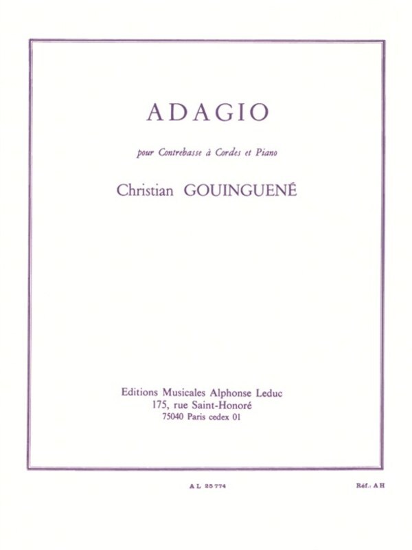 Gouinguene - Adagio For Double Bass/Piano (Softcover Book)