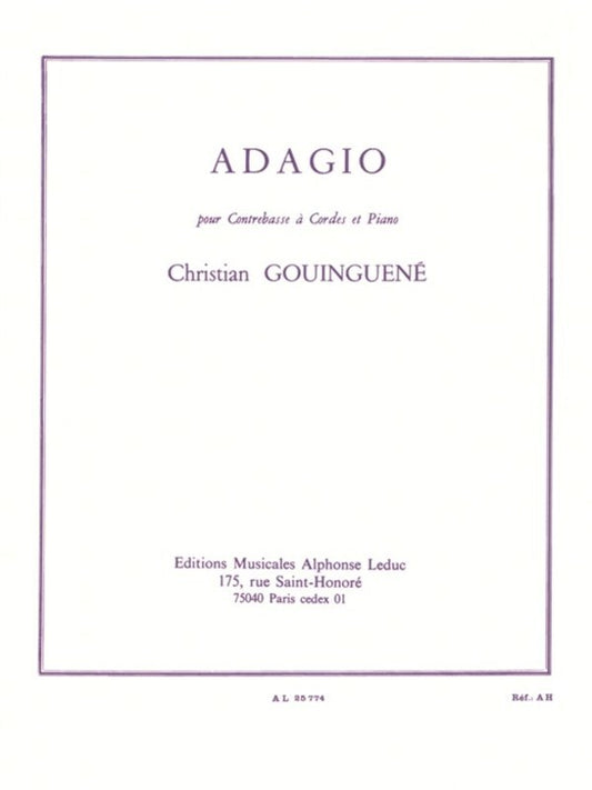 Gouinguene - Adagio For Double Bass/Piano (Softcover Book)