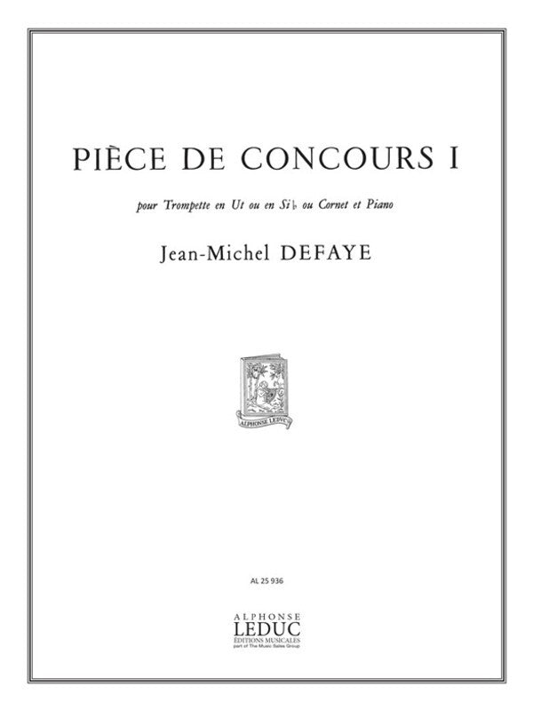 Defaye - Piece De Concours No 1 For Trumpet/Piano (Softcover Book)