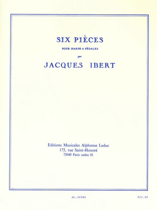 Ibert - 6 Pieces For Harp (Softcover Book)