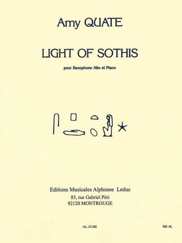 Quate - Light Of Sothis For Alto Sax/Piano (Softcover Book)