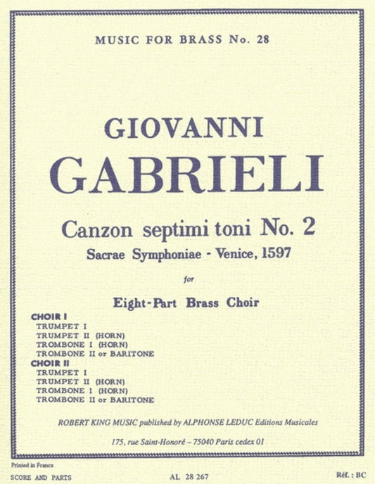 Gabrieli - Canzon Noni Toni Brass Ensemble Score/Parts