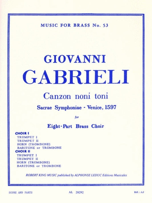 Gabrieli - Canzon Noni Toni Brass Ensemble Score/Parts