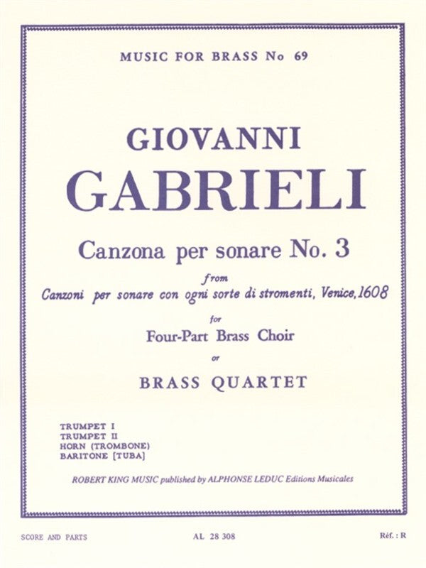 Gabrieli - Canzona Per Sonare No 3 Brass Quartet