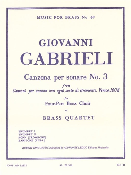 Gabrieli - Canzona Per Sonare No 3 Brass Quartet