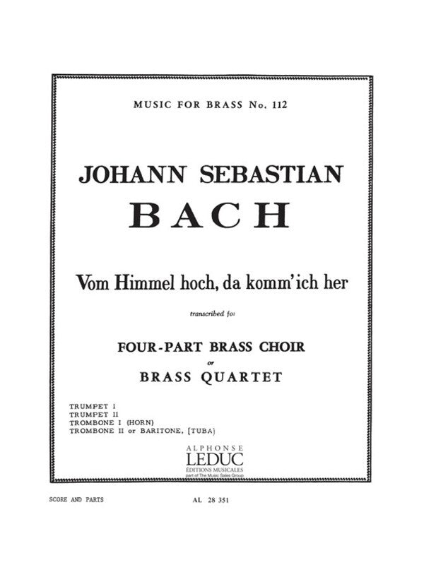 Bach - Vom Himmel Hoch Da Komm Ich Her Brass Quartet