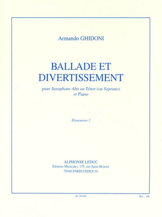 Ghidoni - Ballade And Divertissement Alto Sax/Piano (Softcover Book)