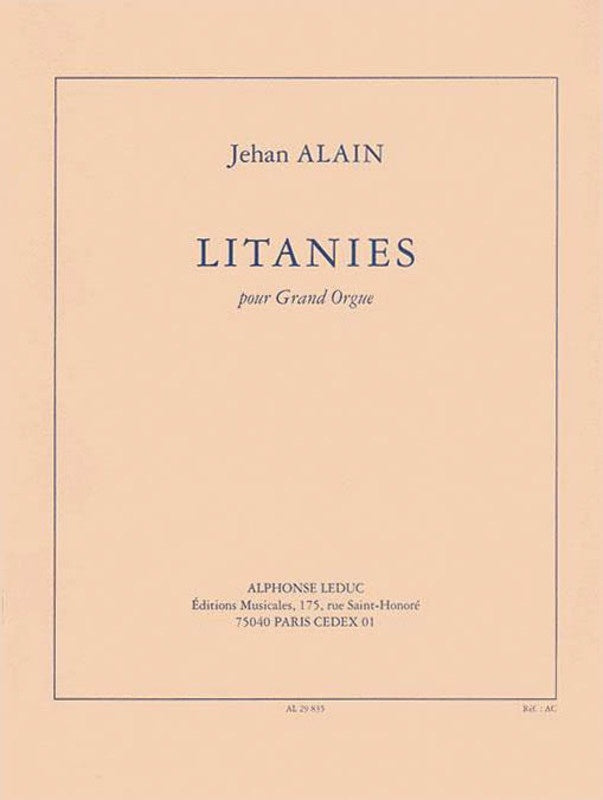 Alain - Litanies Pour Grand Organ (Softcover Book)