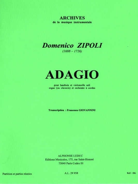 Zipoli - Adagio For Oboe Cello Organ and Orchestra (Music Score/Parts)