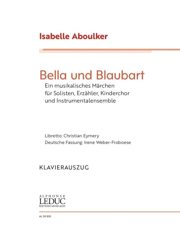 Aboulker - Bella Und Blaubart Vocal Score