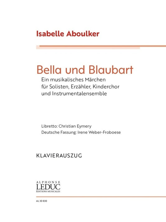 Aboulker - Bella Und Blaubart Vocal Score