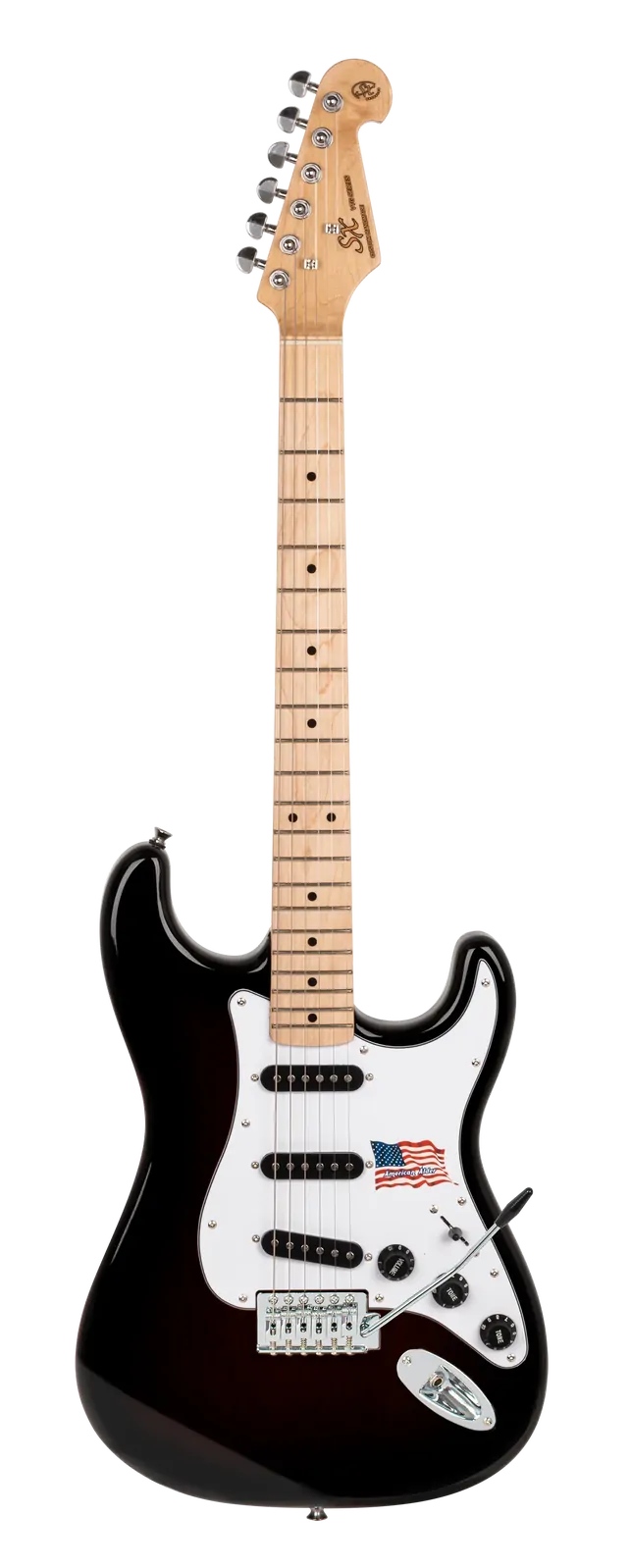 SX ALD2B Electric Guitar with Solid American Alder Body - Black
