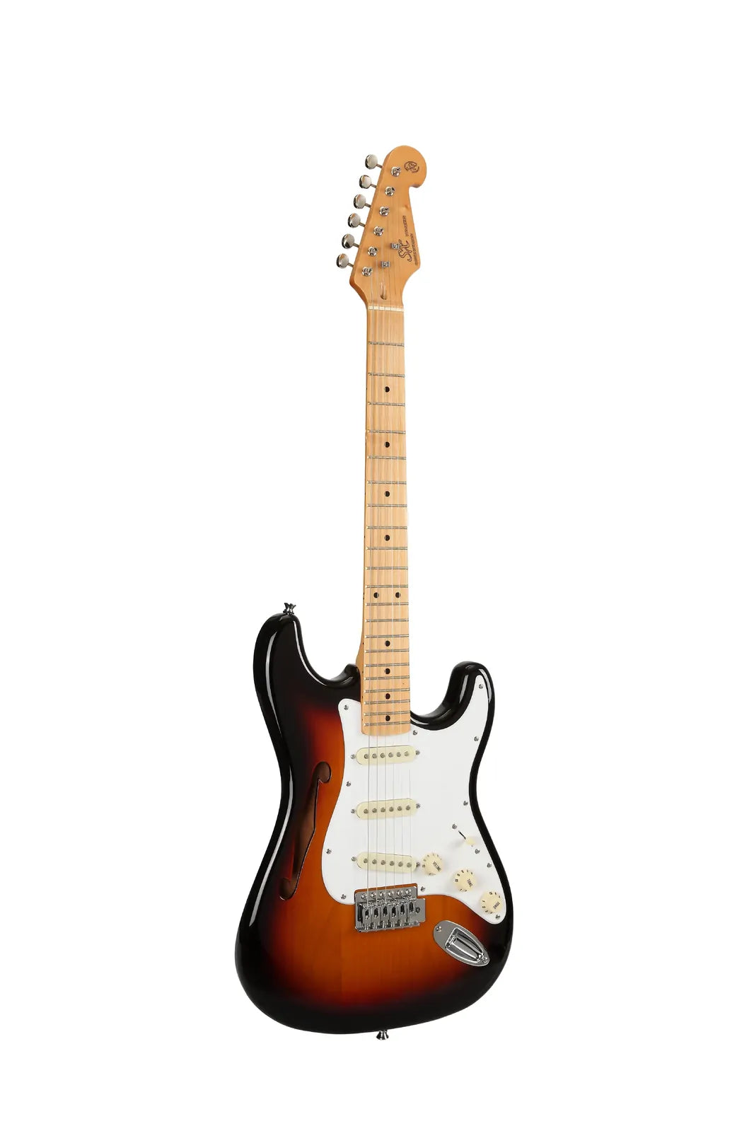 SX Alder Semi-Hollow Electric Guitar with Maple Neck and 3 Single Coil Pickups — view 4