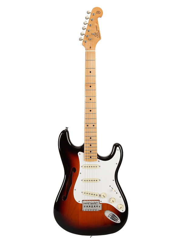 SX Alder Semi-Hollow Electric Guitar with Maple Neck and 3 Single Coil Pickups — view 3