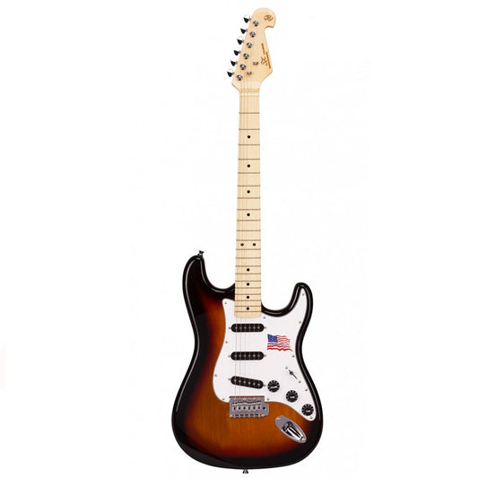 SX American Alder 4/4 Electric Guitar with Solid Alder Body and Maple Neck, 3 Pickups, Vintage Tremolo, Tobacco Sunburst Finish