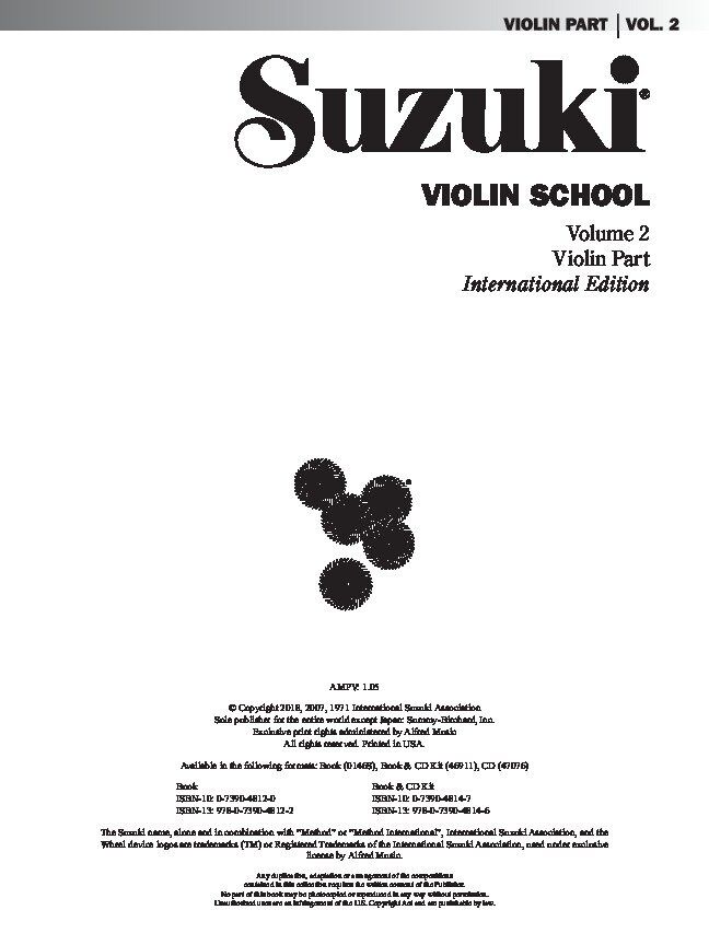 Suzuki Violin School Volume 2 Violin Part by Dr. Shinichi Suzuki