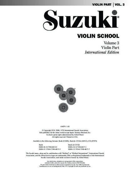 Suzuki Violin School Volume 3 Violin Part