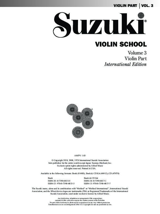 Suzuki Violin School Volume 3 Violin Part