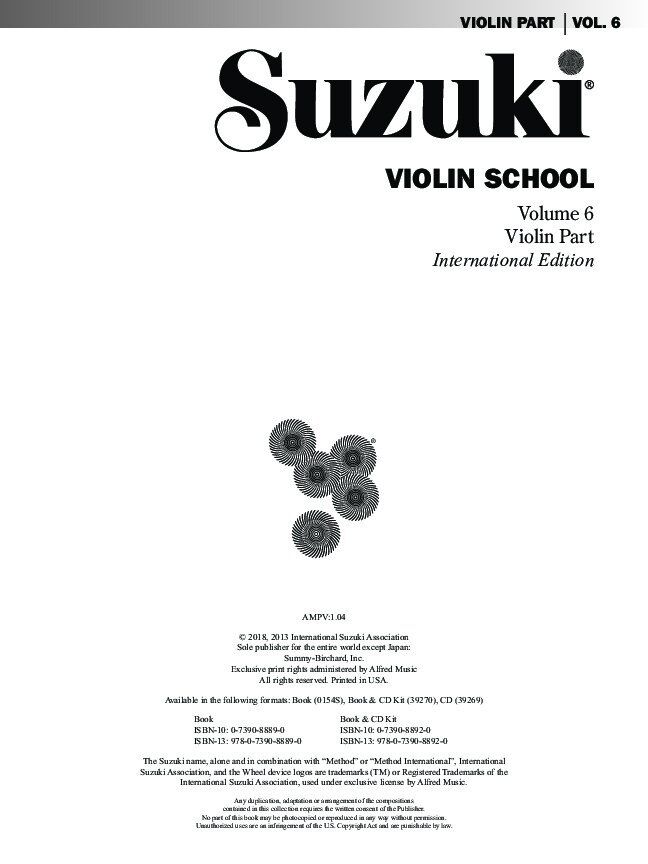 Suzuki Violin School Volume 6 Violin Part — view 2