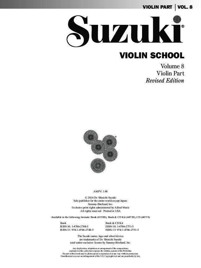 Suzuki Violin School Volume 8 Violin Part — view 2