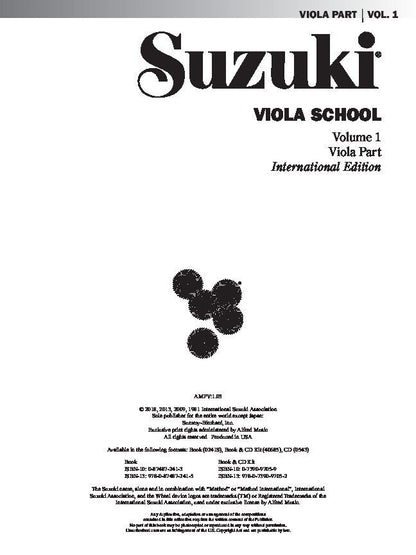 Suzuki Viola School Vol. 1 Viola Part by Dr. Shinichi Suzuki, Alfred Music, 32 pages, for Suzuki viola lessons, includes various folk songs and classi