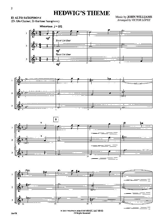 Harry Potter and the Sorcerer's Stone for Alto Saxophone — view 2